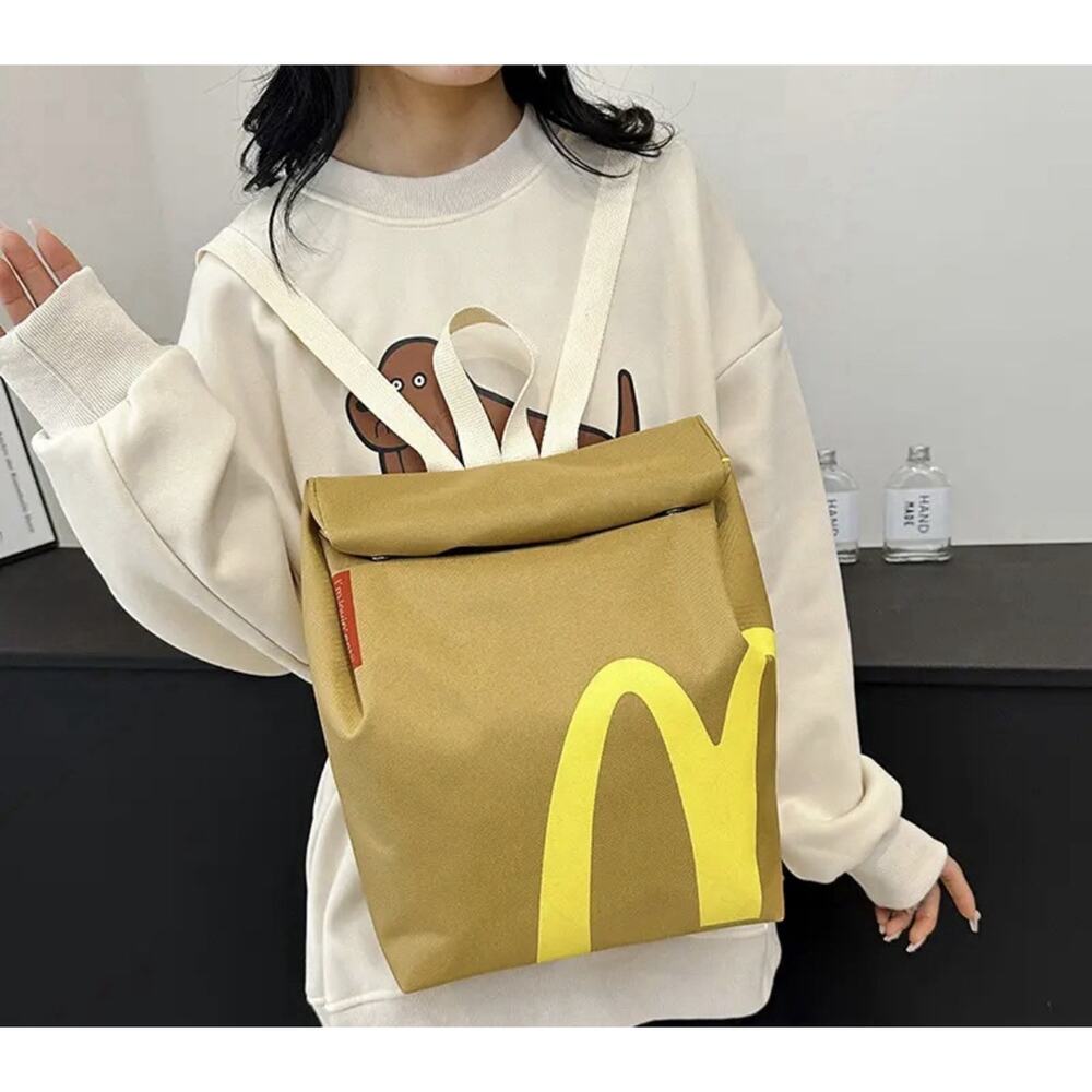 Classic Retro 90s Y2K McDonald’s Paper Bag Canvas Backpack Rucksack TikTok